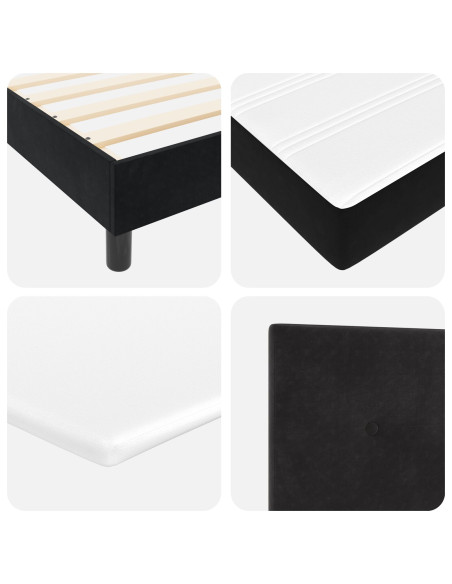 Letto a molle con materasso Nero 90 x 200 cm Velluto