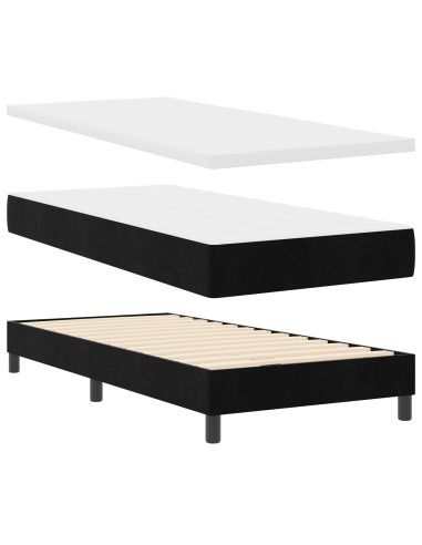 Letto a molle con materasso Nero 90 x 200 cm Velluto