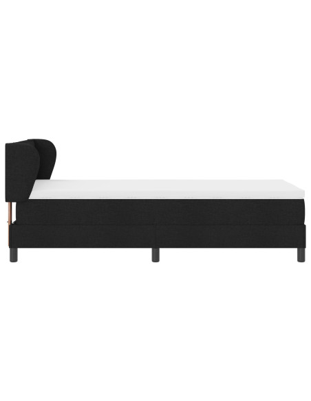 Letto Box Spring  con Materasso Nero 100x200 cm in Tessuto