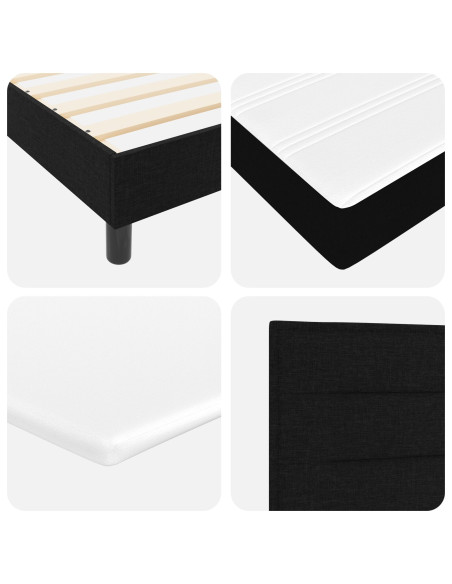 Letto Box Spring  con Materasso Nero 100x200 cm in Tessuto