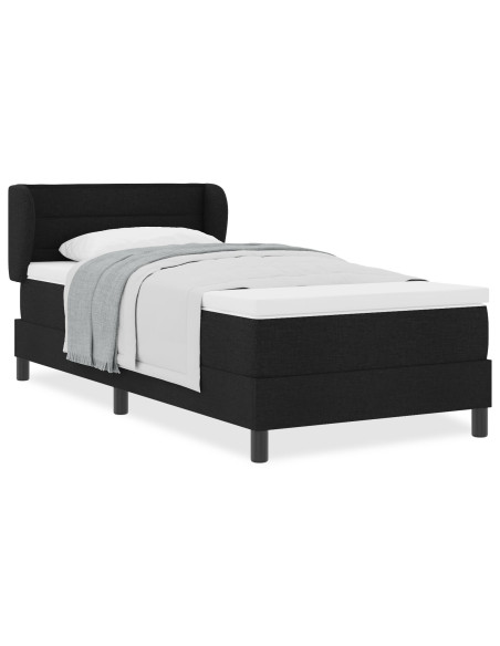 Letto Box Spring  con Materasso Nero 100x200 cm in Tessuto
