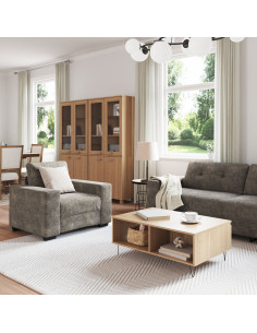 Divano 3 pcs Grigio scuro Tessuto misto lino