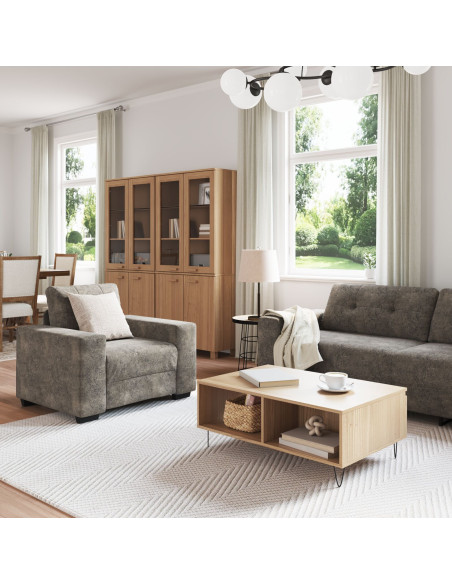 Divano 3 pcs Grigio scuro Tessuto misto lino