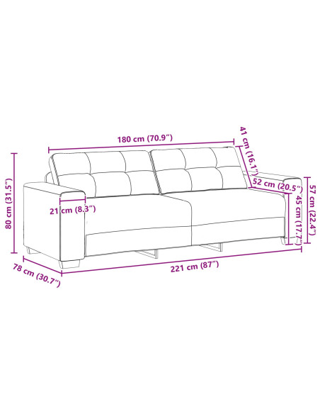 Divano 3 pcs Grigio scuro Tessuto misto lino