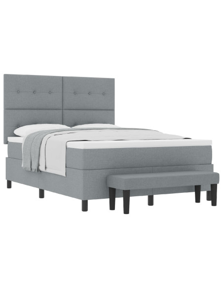 Struttura letto con materasso Set di 2 Grigio Tessuto
