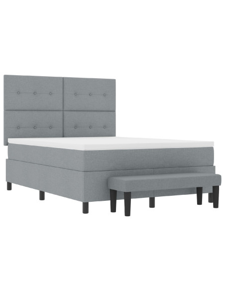 Letto a molle con materasso Grigio chiaro 140 x 190 cm Tessuto