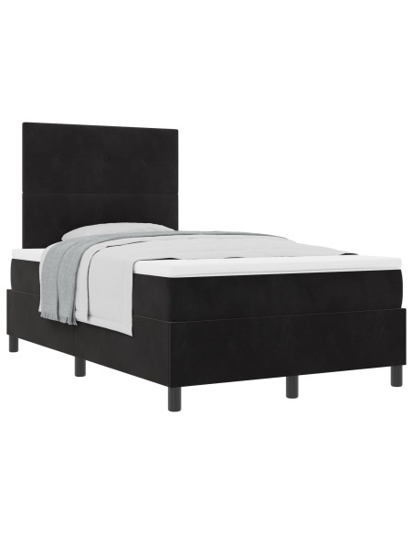 Letto Box Spring con Materasso Nero 120x200 cm Velluto