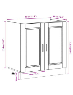 Mobiletto per lavabo con porta Porto Marrone 80 x 46 x 81,5 cm 2