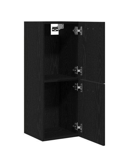 Armadiolo da Bagno  Nero Rovere 30x30x80 cm in legno ingegnerizzato