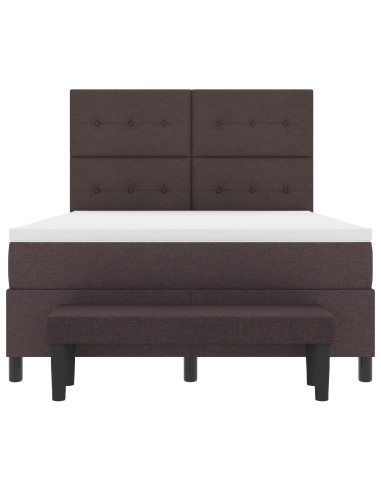 Letto a molle con materasso Marrone Scuro 140 x 200 cm Tessuto