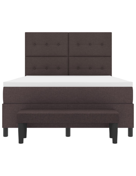 Letto a molle con materasso Marrone Scuro 140 x 200 cm Tessuto