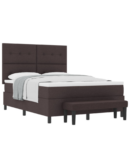 Letto a molle con materasso Marrone Scuro 140 x 200 cm Tessuto