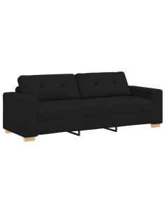 Divano 3 pcs Nero 221 x 80 x 80 cm Tessuto misto lino