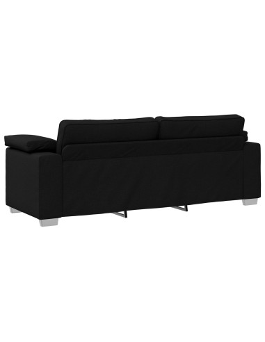 Divano 3 pcs Nero 219 x 80 x 82 cm Tessuto misto lino