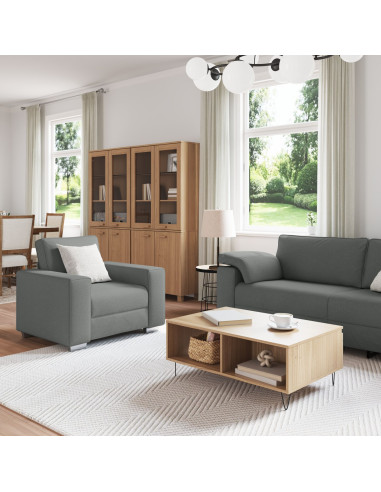 Divano 3 pcs Grigio scuro 219 x 80 x 82 cm Tessuto misto lino