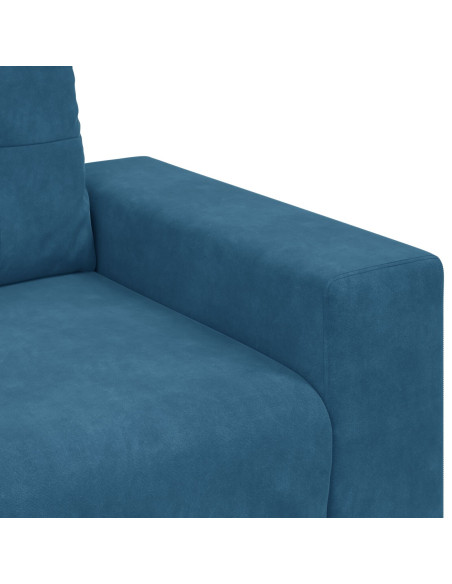 Set Divano 3 Pezzi con Cuscini Velluto Blu