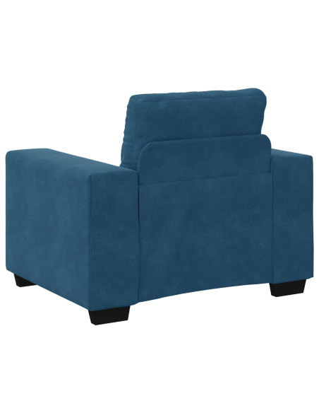 Set Divano 3 Pezzi con Cuscini Velluto Blu