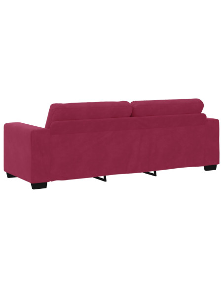 Set Divano 3 Pezzi con Cuscini Velluto Rosso Vino
