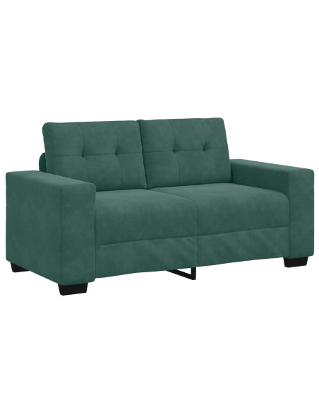 Set di divani 3 pezzi con cuscini in velluto verde scuro