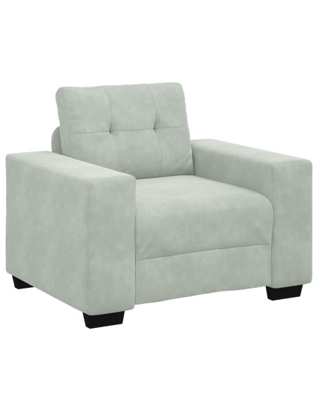 Set Divano a 3 Pezzi con Cuscini Velluto Grigio Chiaro