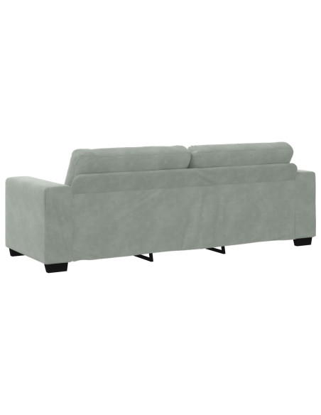 Set Divano a 3 Pezzi con Cuscini Velluto Grigio Chiaro