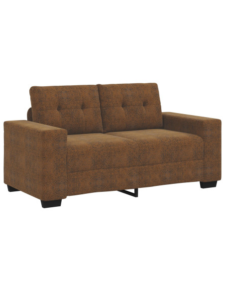 Divano 3 pcs Marrone Tessuto misto lino