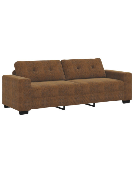 Divano 3 pcs Marrone Tessuto misto lino