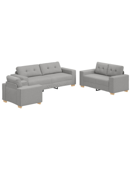 Set divano 3 pezzi con cuscini grigi