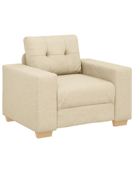 Set Divano 3 Pezzi con Cuscini in Tessuto Crema