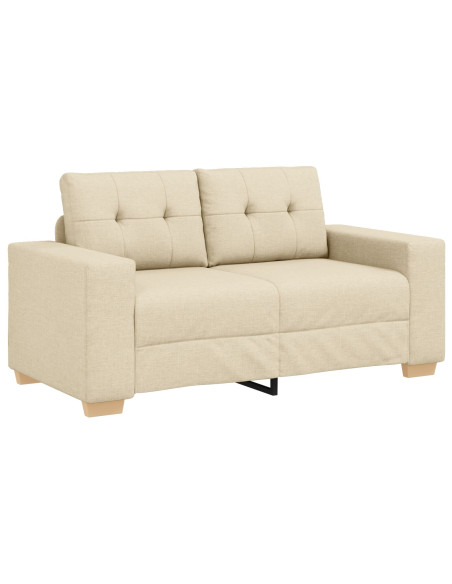 Set Divano 3 Pezzi con Cuscini in Tessuto Crema