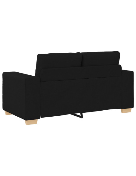 Divano 3 pcs Nero 221 x 80 x 80 cm Tessuto misto lino