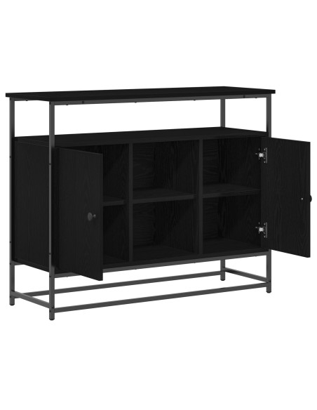 Sideboard  Nero Rovere 100x35x80 cm Legno ingegnerizzato e Acciaio