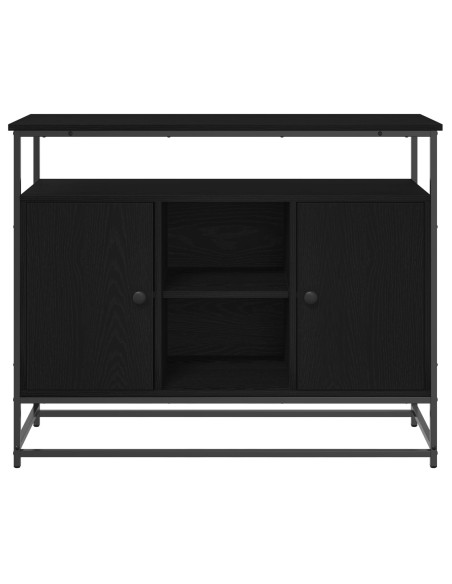 Sideboard  Nero Rovere 100x35x80 cm Legno ingegnerizzato e Acciaio