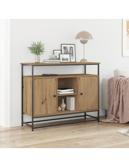 Credenza Artisan Rovere 100x35x80 cm Legno ingegnerizzato e Acciaio