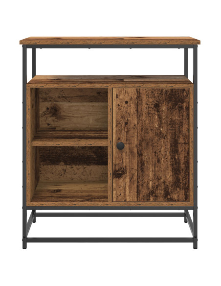 Credenza In Legno Invecchiato 69x35x80 cm Legno Ingegnerizzato e Acciaio
