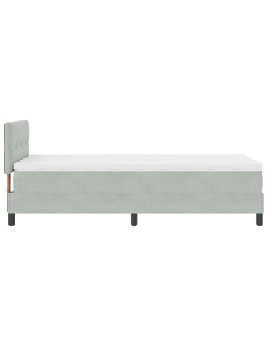 Letto a molle con materasso Grigio chiaro 100 x 200 cm Velluto
