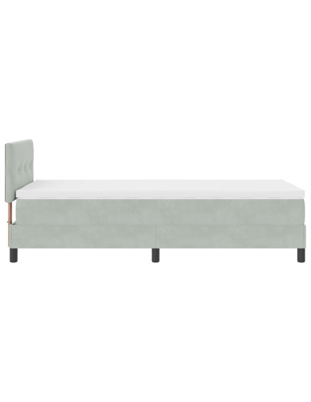 Letto a molle con materasso Grigio chiaro 100 x 200 cm Velluto