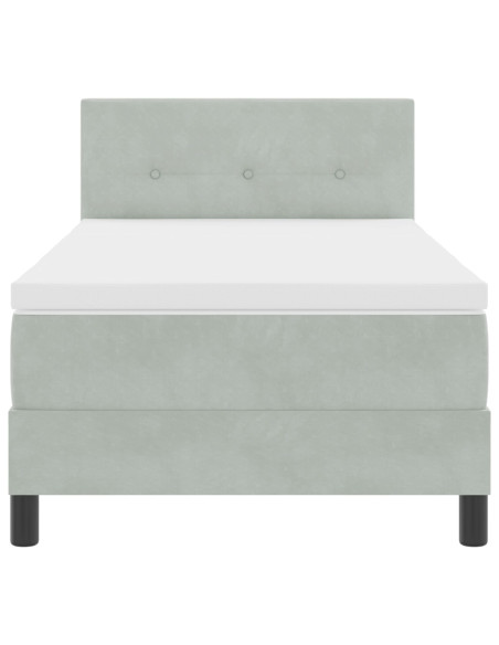 Letto a Molle  con Materasso Grigio Chiaro 100x200 cm Velluto
