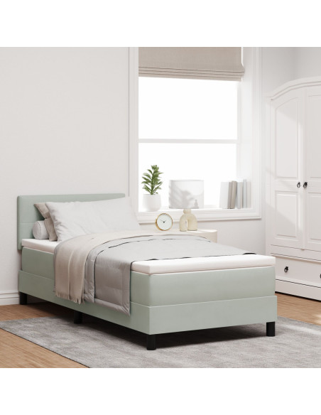 Letto a Molle  con Materasso Grigio Chiaro 100x200 cm Velluto