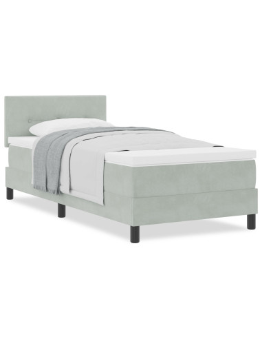 Letto a molle con materasso Grigio chiaro 100 x 200 cm Velluto