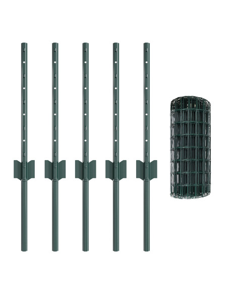 Recinzione Euro  con 5 Pali U Verde 0,4x10 m Metallo