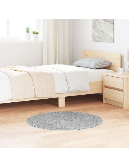 Tappeto Shaggy con Fondo in Lattice Grigio Ø90 cm