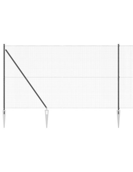 Recinzione in Filo Saldato  con 7 Picchetti Grigi 1.6x10 m Acciaio
