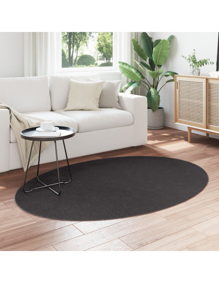 Tappeto Rotondo Minimalista in Lana Antracite 120 x 170 cm