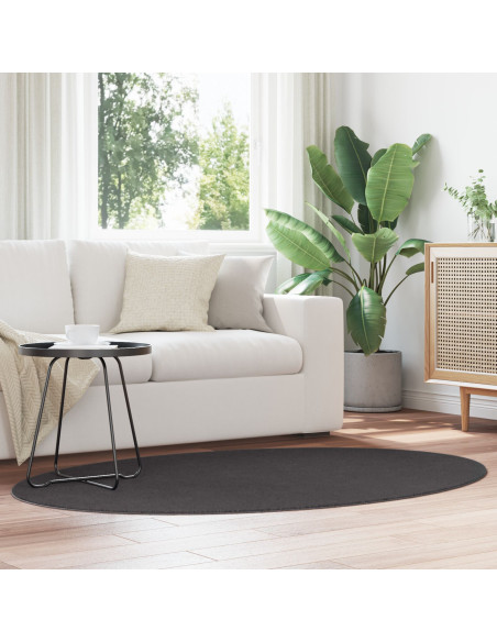 Tappeto Rotondo Minimalista in Lana Antracite 120 x 170 cm