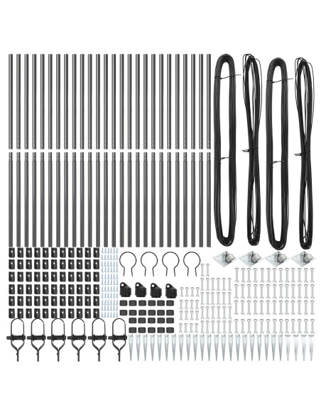 Pali per Recinzione con Punta 26 pz Ø32 mm 140 cm Acciaio Zincato
