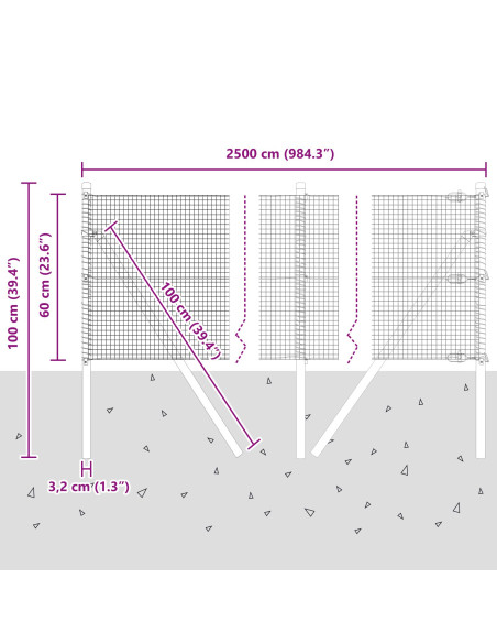 Palo della recinzione Verde 25 x 0,6 m (mesh 16 x 16 mm)