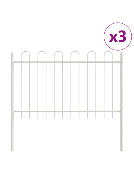 Recinzione da Giardino  con Punta ad Arco Bianco 5,1x0,8 m in Acciaio