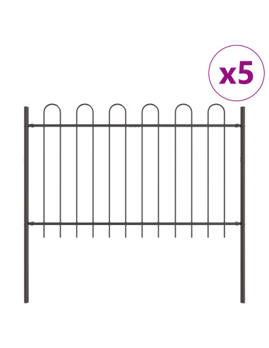 Recinzione per Giardino 5 pcs Grigio 8,5 x 1,2 m