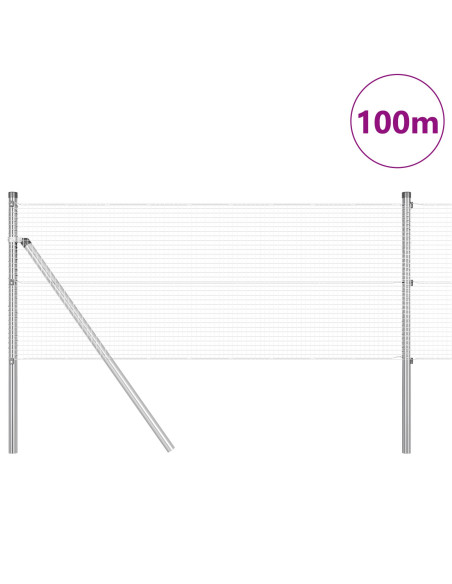Recinzione Saldata con 13 Pali 0.6x100 m Acciaio Zincato
